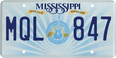 MS license plate MQL847