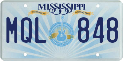MS license plate MQL848