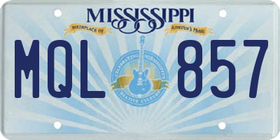 MS license plate MQL857