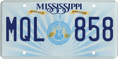 MS license plate MQL858