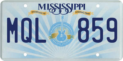 MS license plate MQL859
