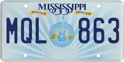 MS license plate MQL863