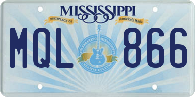 MS license plate MQL866