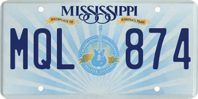 MS license plate MQL874