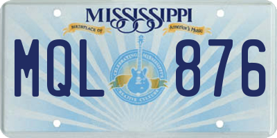 MS license plate MQL876