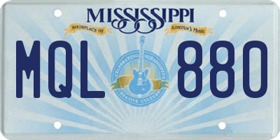 MS license plate MQL880
