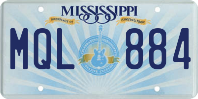 MS license plate MQL884