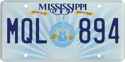 MS license plate MQL894