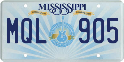 MS license plate MQL905