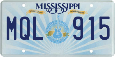 MS license plate MQL915