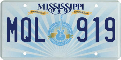MS license plate MQL919