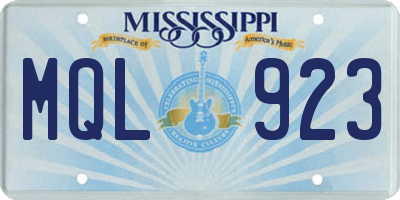 MS license plate MQL923