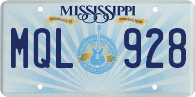 MS license plate MQL928