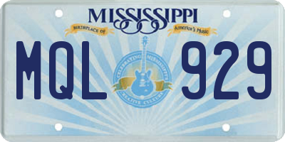 MS license plate MQL929