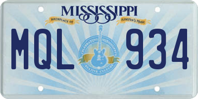 MS license plate MQL934