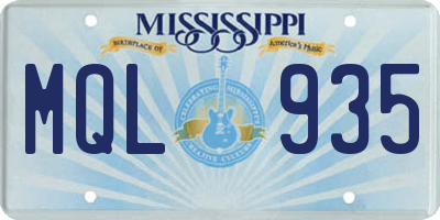 MS license plate MQL935
