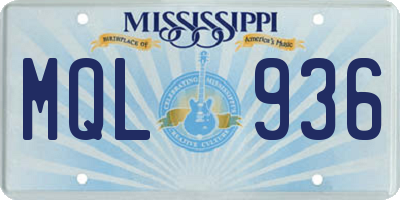 MS license plate MQL936