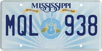 MS license plate MQL938