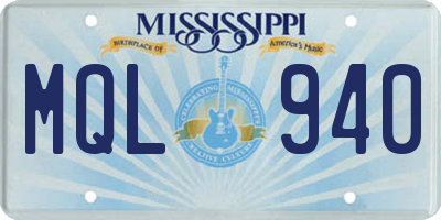 MS license plate MQL940
