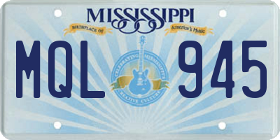 MS license plate MQL945