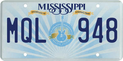 MS license plate MQL948