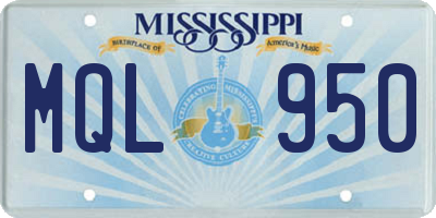 MS license plate MQL950