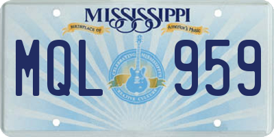 MS license plate MQL959