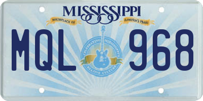 MS license plate MQL968