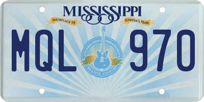 MS license plate MQL970