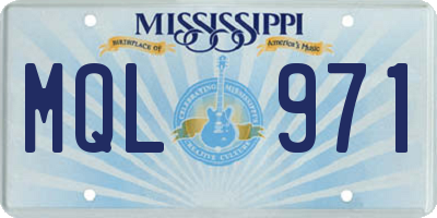 MS license plate MQL971