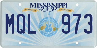 MS license plate MQL973