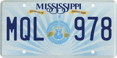 MS license plate MQL978