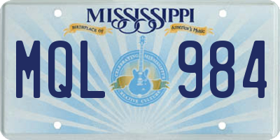 MS license plate MQL984