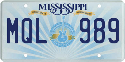 MS license plate MQL989