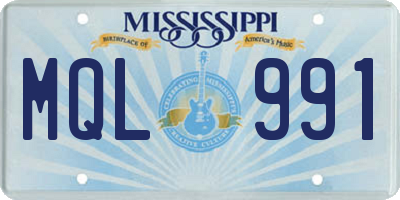MS license plate MQL991