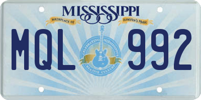 MS license plate MQL992