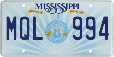MS license plate MQL994