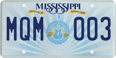 MS license plate MQM003