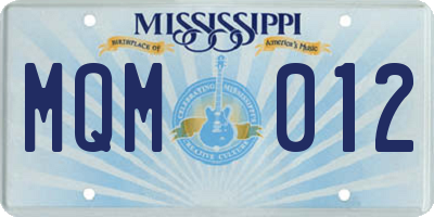 MS license plate MQM012