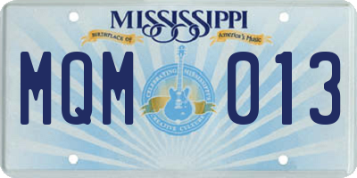 MS license plate MQM013