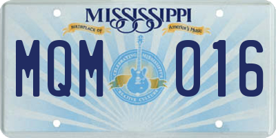 MS license plate MQM016