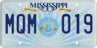 MS license plate MQM019