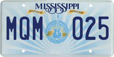MS license plate MQM025