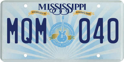 MS license plate MQM040