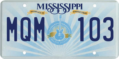 MS license plate MQM103