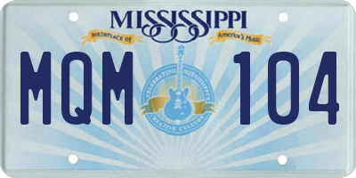 MS license plate MQM104