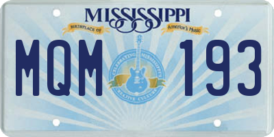 MS license plate MQM193