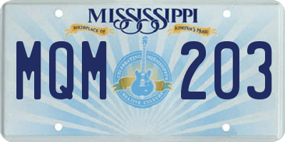MS license plate MQM203