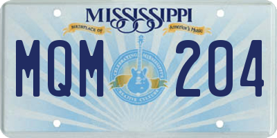 MS license plate MQM204
