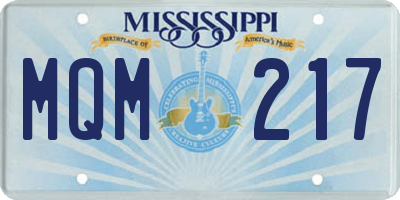 MS license plate MQM217
